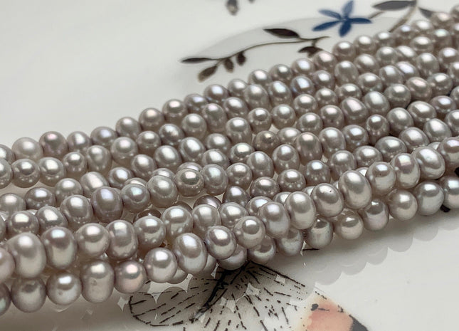 4-4.5 mm AA Silver Gray Color Potato Freshwater Pearl Beads High Luster Genuine Gray Color Tiny Potato Freshwater Pearls #P2077