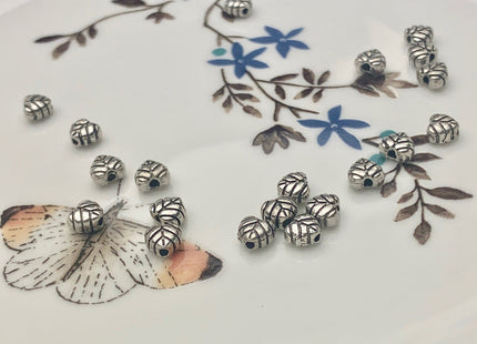 One Piece 5mm 925 Sterling Silver Tibetan Style Silver Spacer Genuine Sterling Silver Spacer Bali Antique Leaf Large Hole Beads #10219