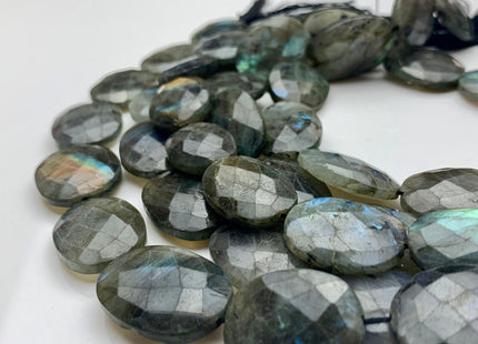 One Piece 20-22x29-31 mm AAA Rainbow Blue Flashy Labradorite Beads Faceted Flat Oval Shape Top Quality Labradorite Gemstone Beads #3275