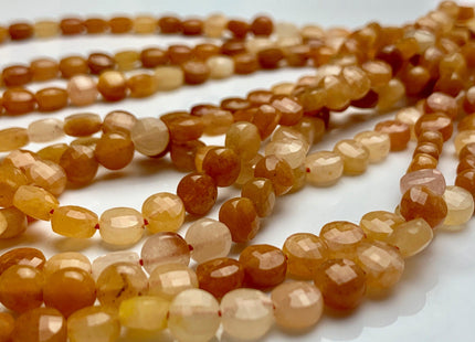 6 mm Micro Faceted Diamond Cut Red Aventurine Flat Coin Disc Shape Gemstone Beads Genuine Natural Aventurine 15 Inches Strand #3217