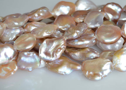 16-18x20-25 mm AAA Large Hole Half Strand Keshi Biwa Pearls Flat Nugget Shape Hole 2.2mm Genuine High Luster Keshi Pearls 9 Beads #764
