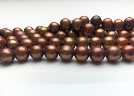 AAA 11.5-12 mm Semi-Round Chocolate Brown Genuine Freshwater Pearl Bead, Brown Freshwater Pearls, Large Round Brown Pearl #176