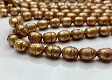 8x10-11 mm Champagne Color Faceted Rice/Oval Freshwater Pearl Beads Genuine Faceted Freshwater Rice Pearls #1768