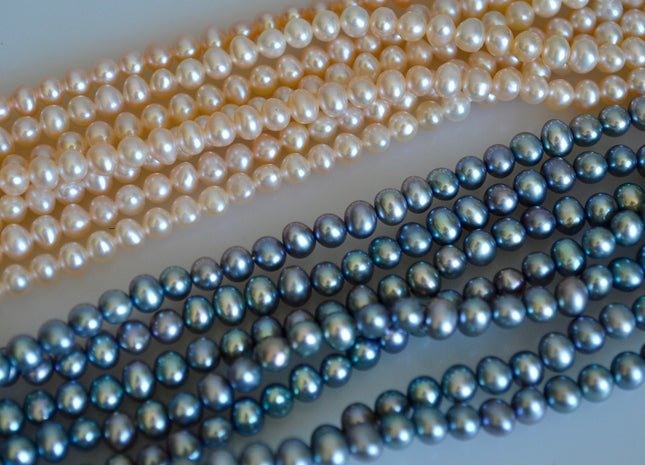3.5 - 4 mm Potato Freshwater Pearl Light Peach OR Gray Color, Genuine Freshwater Pearl Beads, Small Pearl Beads #103