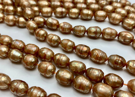 8x10-11 mm Champagne Color Faceted Rice/Oval Freshwater Pearl Beads Genuine Faceted Freshwater Rice Pearls #1768