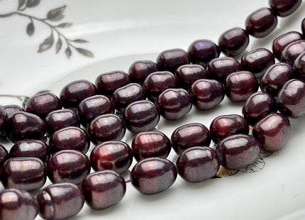 10x12 mm Dark Burgundy Color Freshwater Rice/Oval Pearls, Genuine Burgundy Rice/Oval Freshwater Pearls #1308