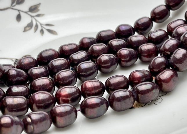 10x12 mm Dark Burgundy Color Freshwater Rice/Oval Pearls, Genuine Burgundy Rice/Oval Freshwater Pearls #1308