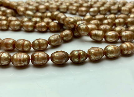 8x10-11 mm Champagne Color Faceted Rice/Oval Freshwater Pearl Beads Genuine Faceted Freshwater Rice Pearls #1768