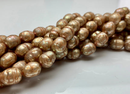 8x10-11 mm Champagne Color Faceted Rice/Oval Freshwater Pearl Beads Genuine Faceted Freshwater Rice Pearls #1768
