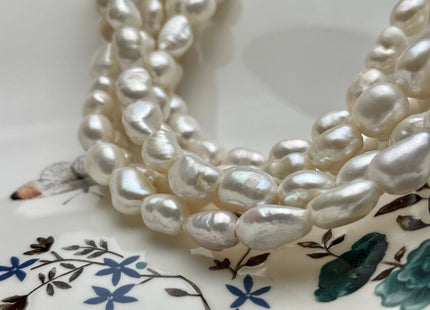 10x12-13mm AAA Large Hole Natural White Rice Nugget Freshwater Pearls Bead Hole Size 2.1mm Genuine High Luster Pearl 31 Beads #P2042