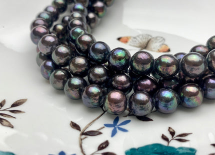 9-10 mm AA Green Peacock Edison Baroque Pearls Off-Round Shape Genuine Iridescent Green Peacock Color Edison Pearl Beads #1755