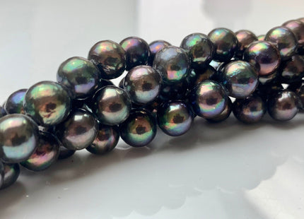 9-10 mm AA Green Peacock Edison Baroque Pearls Off-Round Shape Genuine Iridescent Green Peacock Color Edison Pearl Beads #1755