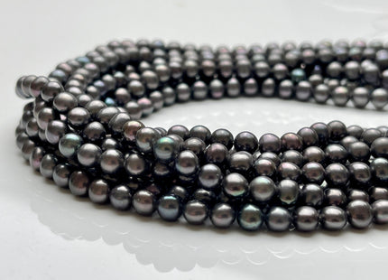 5 mm Dark Gray Peacock Color Potato Freshwater Pearl Bead Genuine High Luster Peacock Off Round Freshwater Pearls #P2159