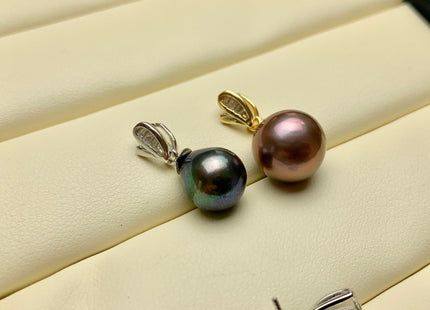 One Piece 925 Sterling Silver/Gold Pendant Setting Findings For Half Drilled Pearls Wing Shape Design W/CZ Sterling Silver Pendant #10359