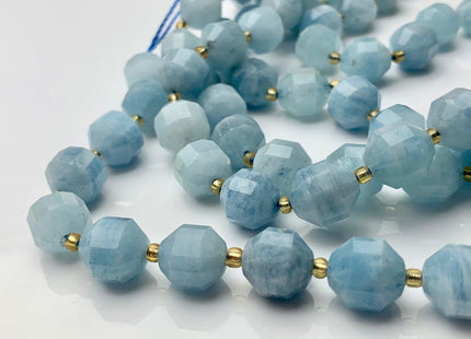 11x12mm 12x14mm AAA Half Strand Faceted Energy Prism Cut Aquamarine Gemstone Genuine Double Terminated Points Natural Blue Aquamarine #3589