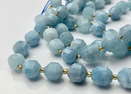 11x12mm 12x14mm AAA Half Strand Faceted Energy Prism Cut Aquamarine Gemstone Genuine Double Terminated Points Natural Blue Aquamarine #3589