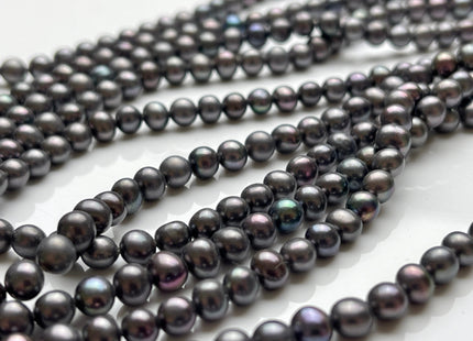 5 mm Dark Gray Peacock Color Potato Freshwater Pearl Bead Genuine High Luster Peacock Off Round Freshwater Pearls #P2159