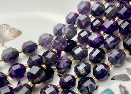 9x10mm 11x12mm AAA Half Strand Faceted Energy Prism Cut Amethyst Gemstone Genuine Double Terminated Points Natural Purple Amethyst #3588