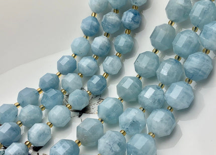 11x12mm 12x14mm AAA Half Strand Faceted Energy Prism Cut Aquamarine Gemstone Genuine Double Terminated Points Natural Blue Aquamarine #3589