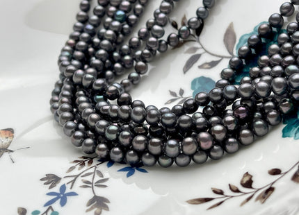 5 mm Dark Gray Peacock Color Potato Freshwater Pearl Bead Genuine High Luster Peacock Off Round Freshwater Pearls #P2159