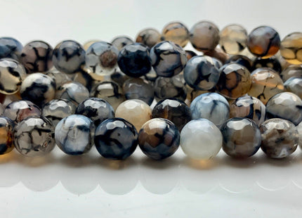 9mm 10mm 12mm 14mm AAA Faceted Round Dragon Vein Gemstone Beads Black & White Agate Beads With Translucent Color 15.5 Inches #2782