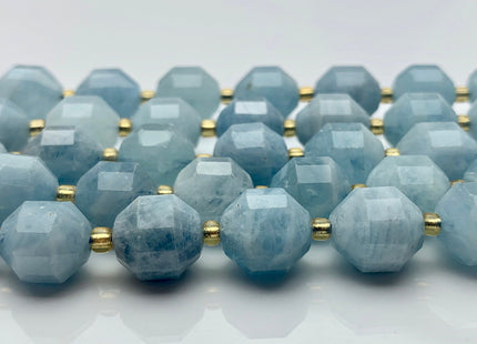 11x12mm 12x14mm AAA Half Strand Faceted Energy Prism Cut Aquamarine Gemstone Genuine Double Terminated Points Natural Blue Aquamarine #3589
