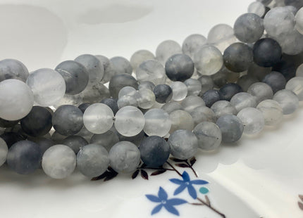 4mm 6mm 8mm 10mm 12mm Natural Smooth Round Cloudy Quartz Genuine Multi Gray Color Cloudy Quartz Gemstone Beads 15.5 Inches Strand #3010