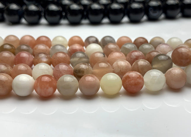 6mm 8mm 10mm AAA Natural Multi Color MoonStone Natural Multi Pink And Gray Color High Quality Smooth Round Gemstone Beads #2279