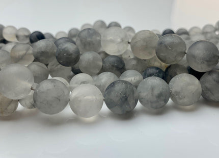 4mm 6mm 8mm 10mm 12mm Natural Smooth Round Cloudy Quartz Genuine Multi Gray Color Cloudy Quartz Gemstone Beads 15.5 Inches Strand #3010