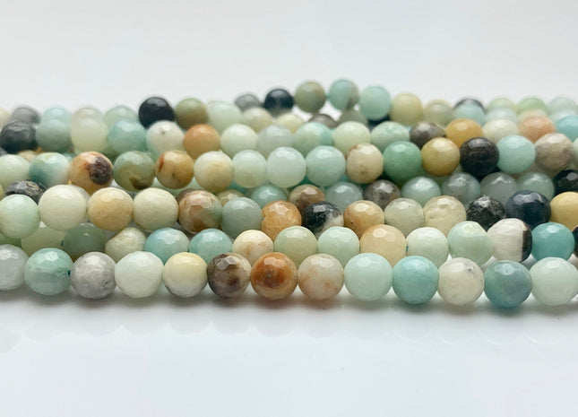 4mm 6mm 8mm 10mm AAA Faceted Round Multi Color Amazonite Gemstone Beads Genuine High Quality Natural Green Mixed Amazonite 15.5 Inches #3247