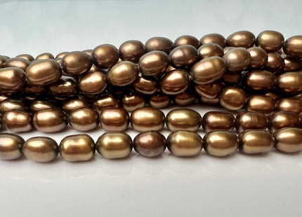 6.5x8.5 mm AAA Copper Brown Color Freshwater Rice/Oval Pearls Genuine High Luster Chocolate Brown Freshwater Rice Pearl Beads #P2263