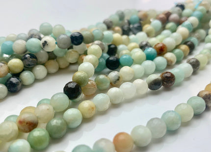 4mm 6mm 8mm 10mm AAA Faceted Round Multi Color Amazonite Gemstone Beads Genuine High Quality Natural Green Mixed Amazonite 15.5 Inches #3247