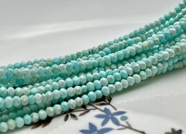 2-2.5x3 mm Faceted Rondelle Turquoise Beads Light Multi Blue Color 15 Inches Strand #4043
