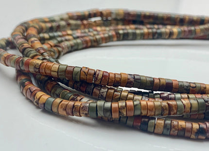 4.5 mm Heishi Rondelle Picasso Jasper Gemstone Beads Multi Red Creek Brown Yellow Green Jasper Loose Disc Shape Beads 15.5 Inches #3087