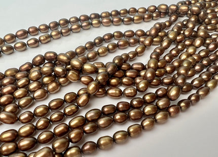 6.5x8.5 mm AAA Copper Brown Color Freshwater Rice/Oval Pearls Genuine High Luster Chocolate Brown Freshwater Rice Pearl Beads #P2263