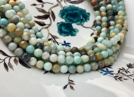 4mm 6mm 8mm 10mm AAA Faceted Round Multi Color Amazonite Gemstone Beads Genuine High Quality Natural Green Mixed Amazonite 15.5 Inches #3247