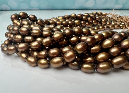 6.5x8.5 mm AAA Copper Brown Color Freshwater Rice/Oval Pearls Genuine High Luster Chocolate Brown Freshwater Rice Pearl Beads #P2263
