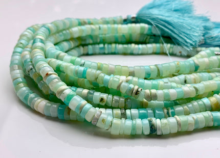 5mm 6mm 7mm 8mm AAA 100% All Natural Smooth Heishi Tyre Multi Green Opal Gemstone Beads Genuine Natural Peruvian Opal 8 Inches Strand #3201