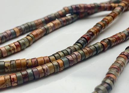 4.5 mm Heishi Rondelle Picasso Jasper Gemstone Beads Multi Red Creek Brown Yellow Green Jasper Loose Disc Shape Beads 15.5 Inches #3087
