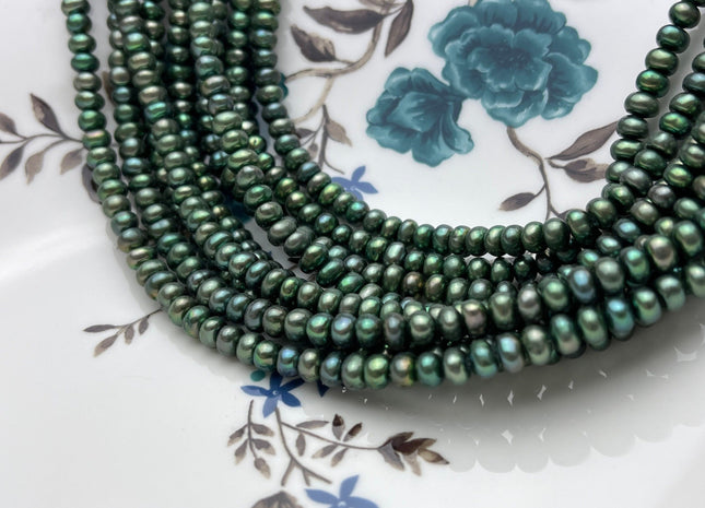 5-5.5mm AAA Olive Green Round Button Freshwater Pearl Freshwater Pearl Button Beads Genuine High Luster Cultured Rondelle Button Pearls #509