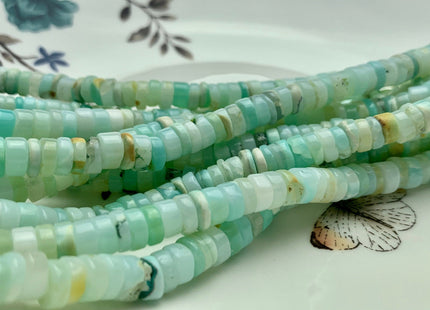 5mm 6mm 7mm 8mm AAA 100% All Natural Smooth Heishi Tyre Multi Green Opal Gemstone Beads Genuine Natural Peruvian Opal 8 Inches Strand #3201