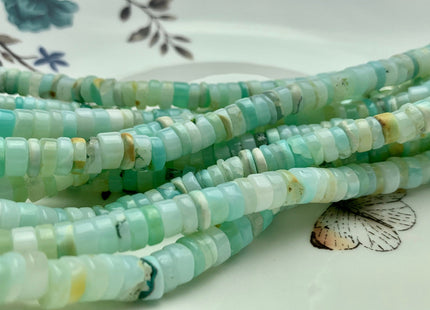 5mm 6mm 7mm 8mm AAA 100% All Natural Smooth Heishi Tyre Multi Green Opal Gemstone Beads Genuine Natural Peruvian Opal 8 Inches Strand #3201