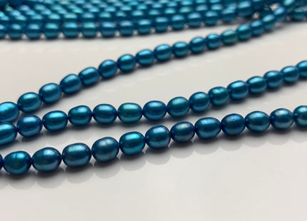 4.5-5 x 6 mm AA Rice/Oval Freshwater Blue OR Green Genuine Freshwater Pearl Beads, Oval Cultured Freshwater Pearls, Rice Pearls #284