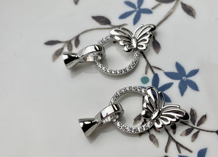 13x30mm 925 Sterling Silver Shiny Butterfly Shape Clasp Genuine Sterling Silver Findings 925 Sterling Silver Clasps w/CZ DIY Jewelry #10110