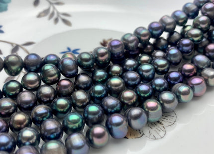 7.5-8.5 mm Peacock Color Potato Freshwater Pearl Beads Genuine Cultured Freshwater Peacock Colored Pearls 54 Pieces #P1233
