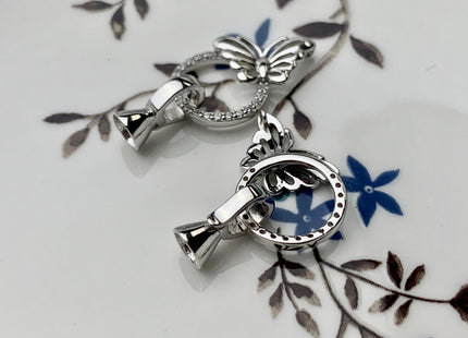 13x30mm 925 Sterling Silver Shiny Butterfly Shape Clasp Genuine Sterling Silver Findings 925 Sterling Silver Clasps w/CZ DIY Jewelry #10110
