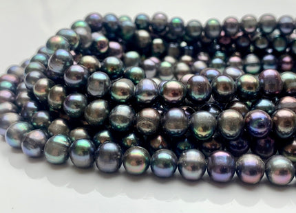 7.5-8.5 mm Peacock Color Potato Freshwater Pearl Beads Genuine Cultured Freshwater Peacock Colored Pearls 54 Pieces #P1233