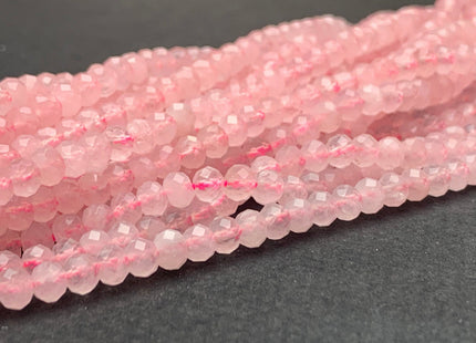 WHOLESALE 3x4mm 4x6mm AAA Natural Color Faceted Rondelle Rose Quartz Gemstone Beads Natural Pink Micro Faceted Rose Quartz #2242