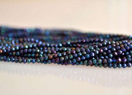 2mm AAA Tiny Semi Precious Spinel Gemstone Beads Rainbow Blue Green Pink Color Faceted Round Shape 13 Inches Strand #2027