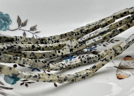 4-5x13 mm Cuboid Tube Shape Dalmatian Jasper Gemstone Beads Black Dot Jasper Gemstones Loose Beads 15.5 Inches Strand #3829